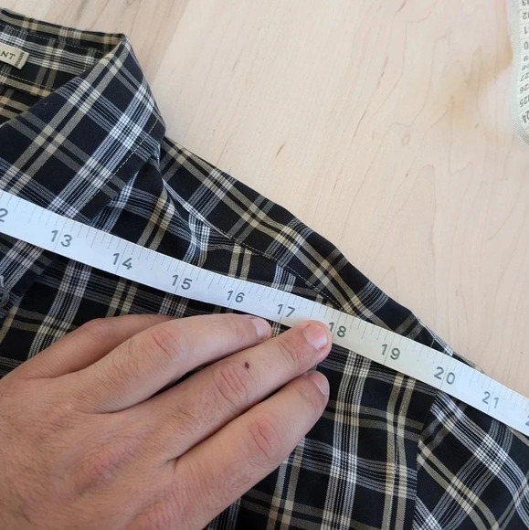 New! EDDIE BAUER black white and  gold plaid shirt - Picture 8 of 11